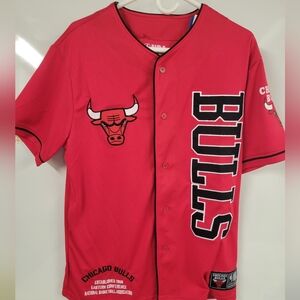 Chicago Bulls NBA Medium Button-Up Baseball Mesh Jersey